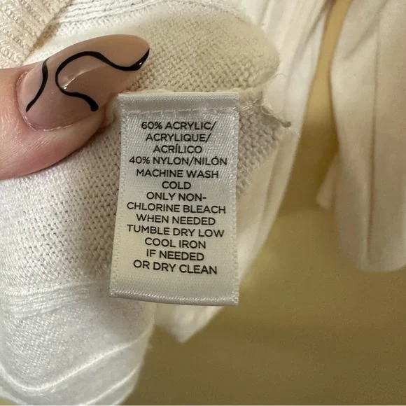 Loft A-line Ribbed Flare Sleeve Round Neck Sweater Women Med Cream - Picture 4 of 5